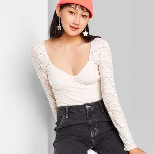Wild & Fable long sleeve lace bodysuit
